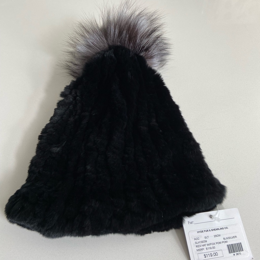 Rex Fur Beanie with fox pompon